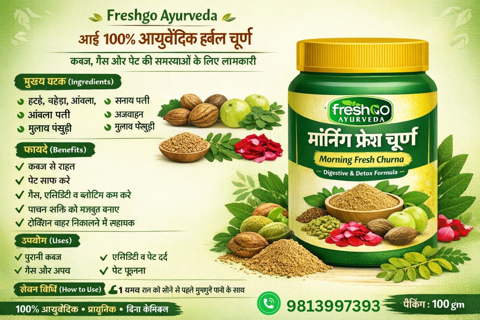 Freshgo Ayurveda Morning Fresh Churna 100 gm